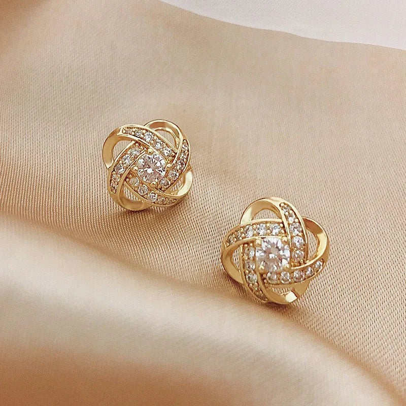 Lightweight Luxury Zircon Stud Earrings: Geometric Elegance for All Occasions