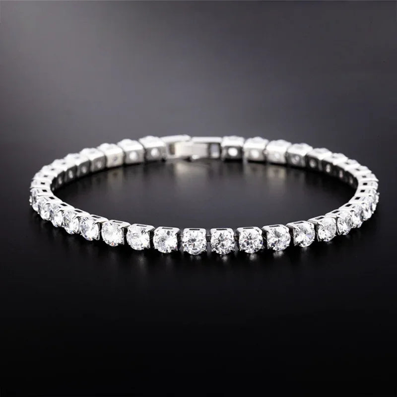 Bracelet Tennis Cristal Iced-Out 4mm pour Femmes : Élégance et Luxe pour Toutes les Occasions