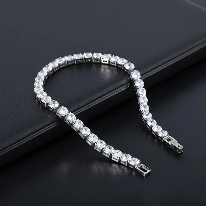 Bracelet Tennis Cristal Iced-Out 4mm pour Femmes : Élégance et Luxe pour Toutes les Occasions