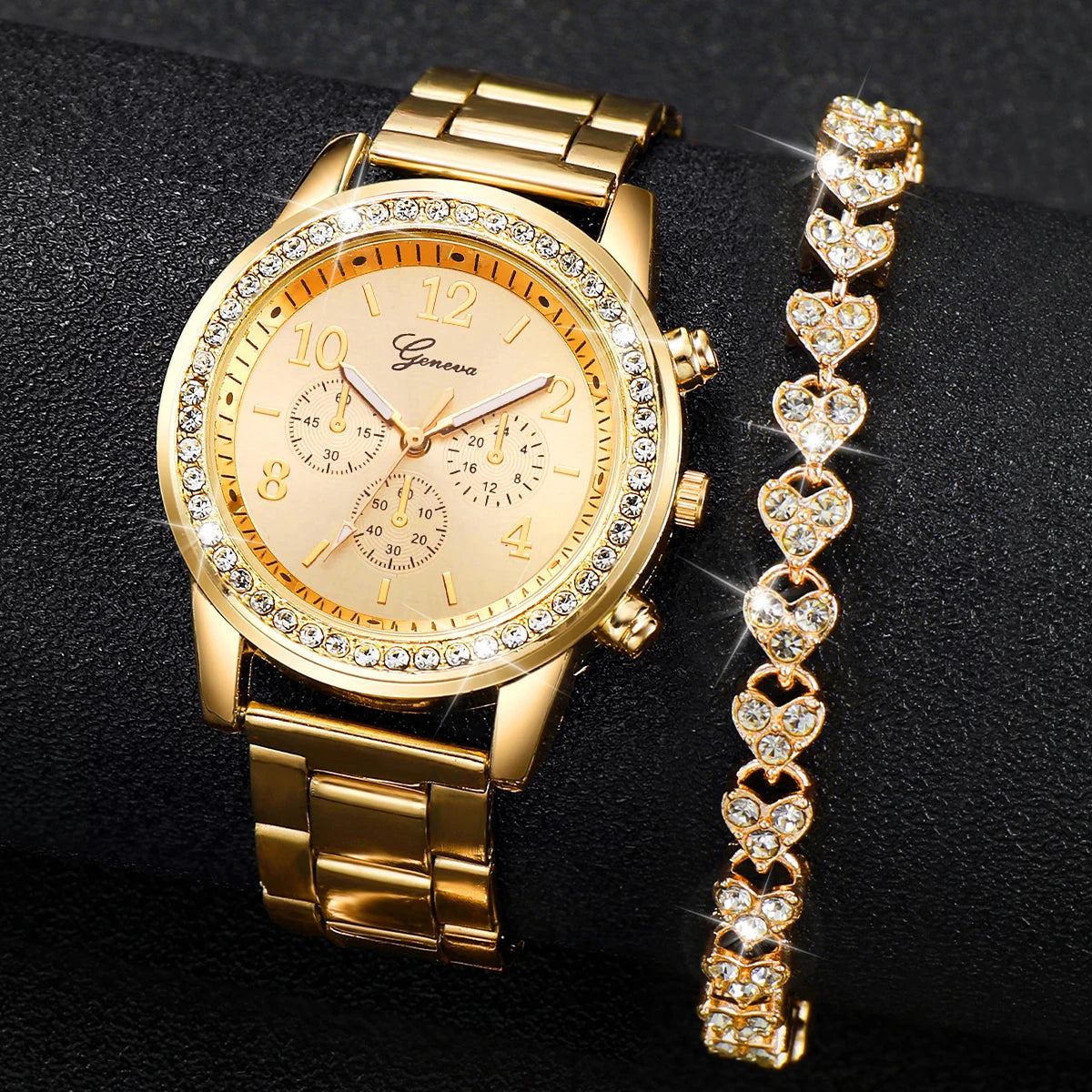 Women's Gold Stainless Steel Watch with Diamond Bracelet: Elegance and Durability