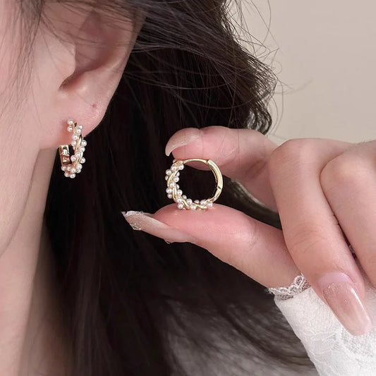 Women's Hoop Earrings with Imitation Pearls: Elegance and Trendy Style