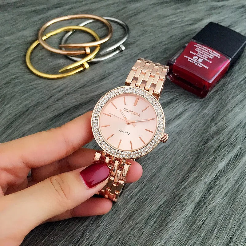 Montres de Luxe pour Femmes en Acier Inoxydable avec Strass : Élégance et Performance