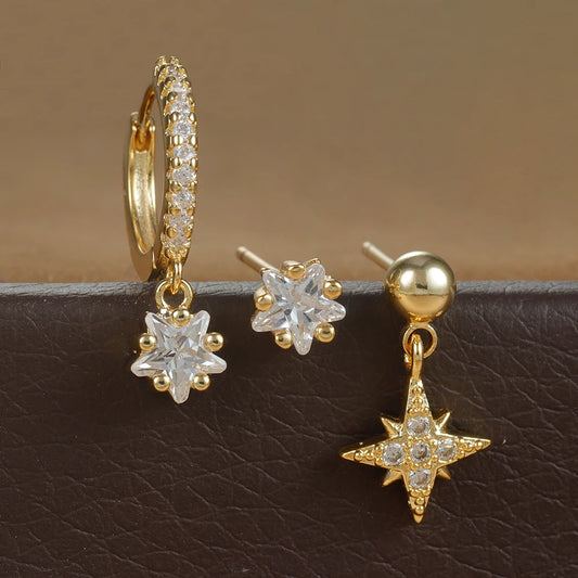 Gold Plated Stainless Steel Star Stud Earrings Set: Elegance and Timeless Style for Modern Women